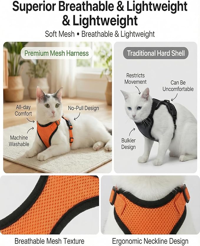 Luxelle 2 Pack Escape-Proof Cat Harness and Leash Set - Image 3