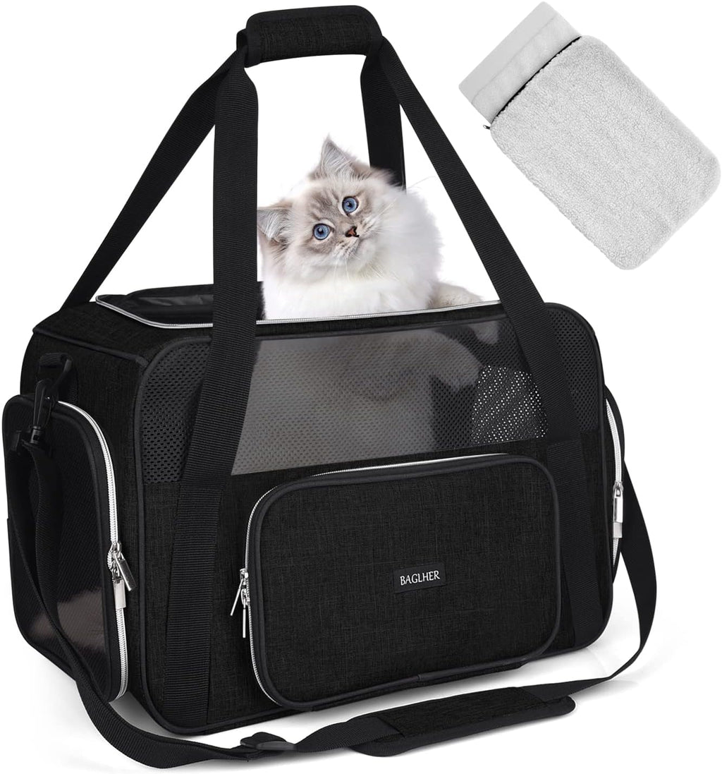BAGLHER Pet Carrier for Cats & Small Dogs, Soft Sided Airline Approved Travel Carrier, Collapsible