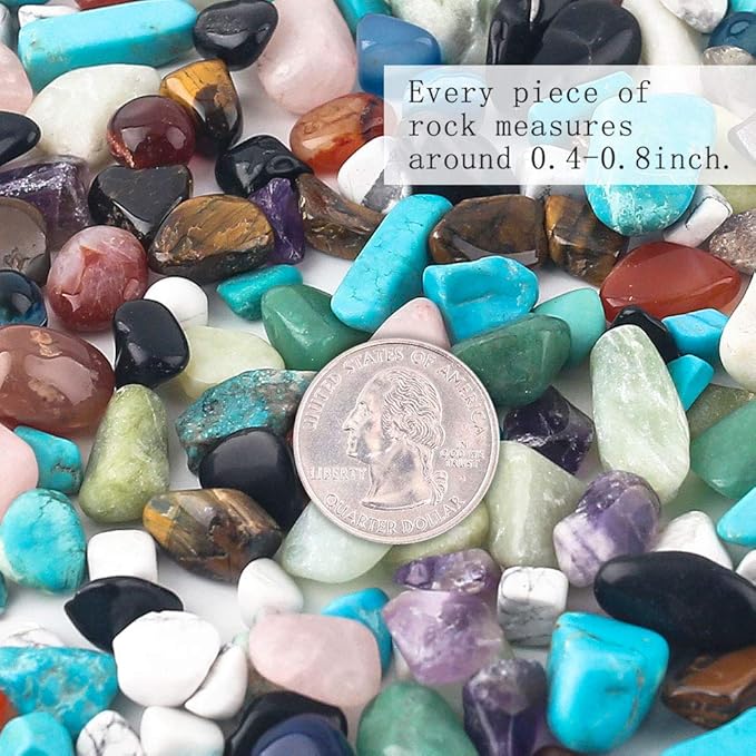 JOHOUSE Quartz Crystals, Crushed Chips Tumbled Polished Stone Beads Irregular - Image 2