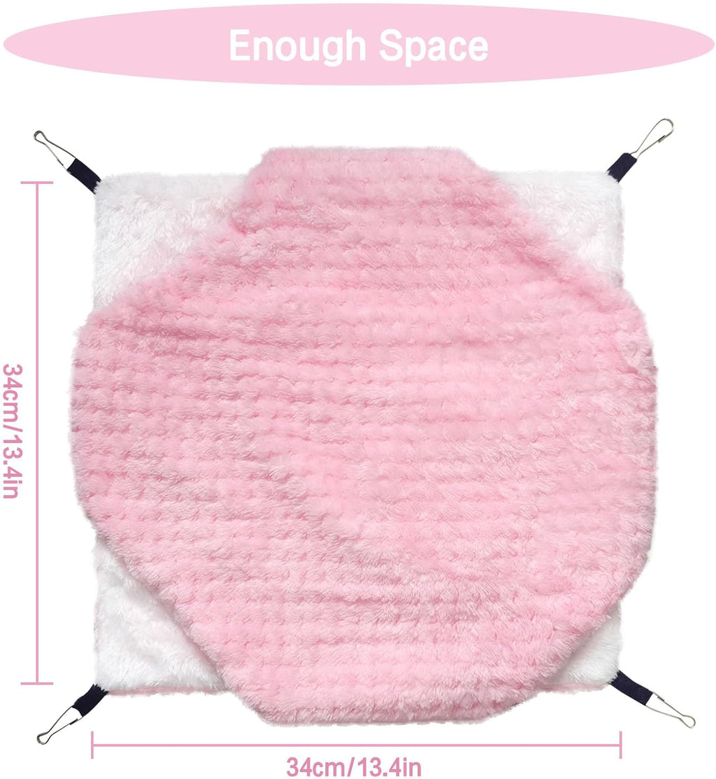 Yanmucy Double-Layer Fleece Rat Hammock House - Warm Soft Guinea Pig Hideout for Cage Accessories - Ferret Hamster Sleeping and Playing Hammock for Small Animals (Pink)