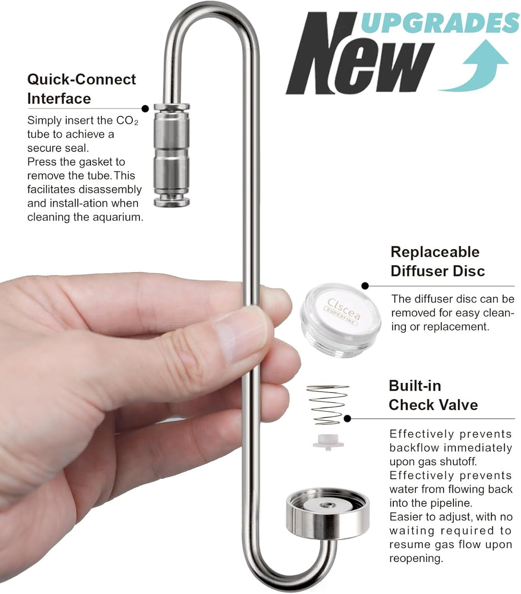 Aquarium Stainless Steel CO2 Atomizer for Rimless Tanks, DC300-20
