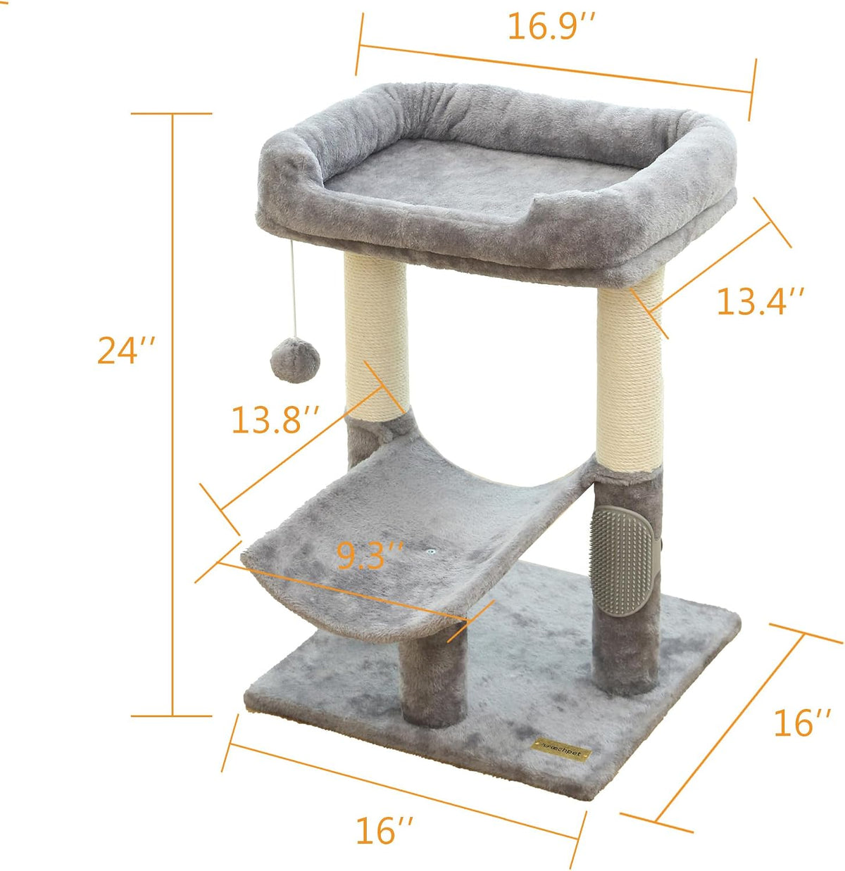 UWELLPETS 24" Tall Small Cat Tree Tower for Indoor Cats, Grey