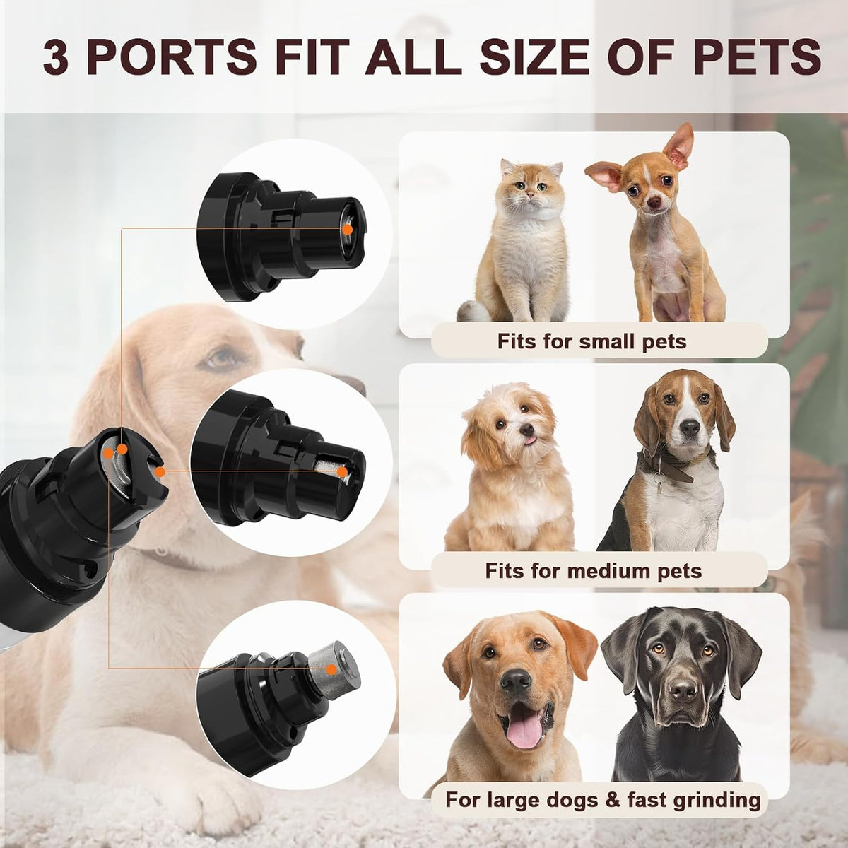 Upgraded Quiet Electric Dog Nail Grinder for Hard/Thick Pet Nails