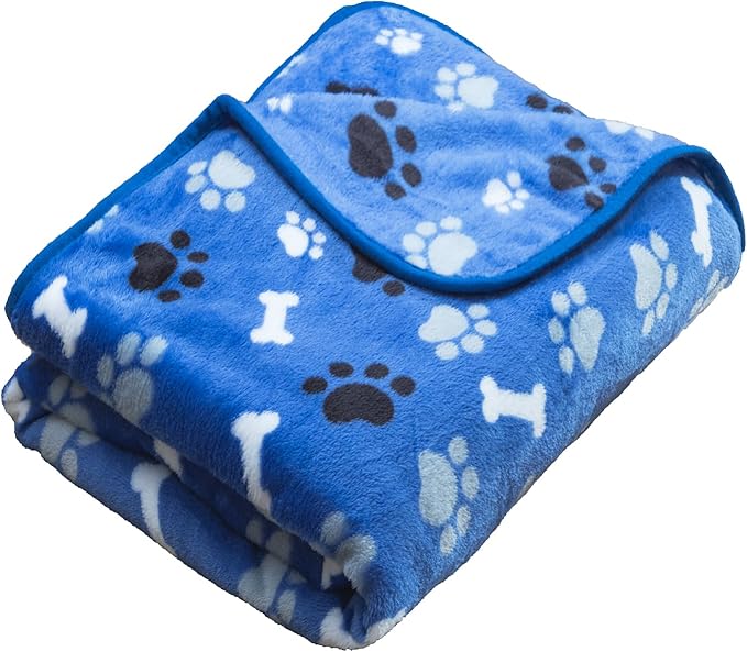 Dog Blanket Paw Bone Pattern 1 Pack 1 Super Soft Warm Flannel Sofa Cover Car by AIWEKHOME