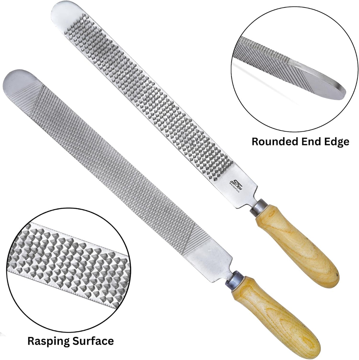 20" Hoof Rasp & Horseshoe File, Dual-Sided Coarse & Fine Farrier Rasp, Carbon Steel Hoof Trimming Tool with Non-Slip Wooden Handle for Horses, Goats, Cows & Livestock