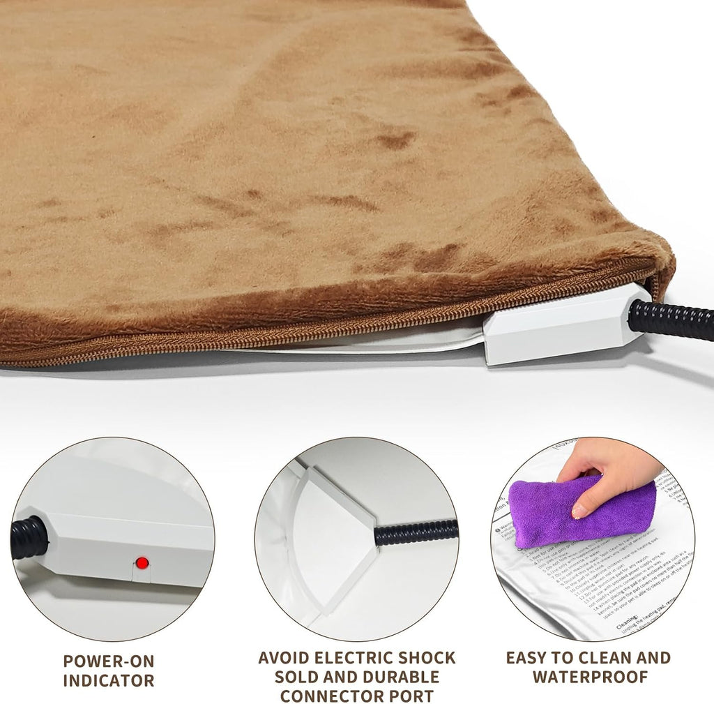 NAMOTEK Pet Heating Pad, Safe Electric Heating Pad for Dogs and Cats Indoor Warming Pad with Auto Constant Temperature 15.7" x 12"