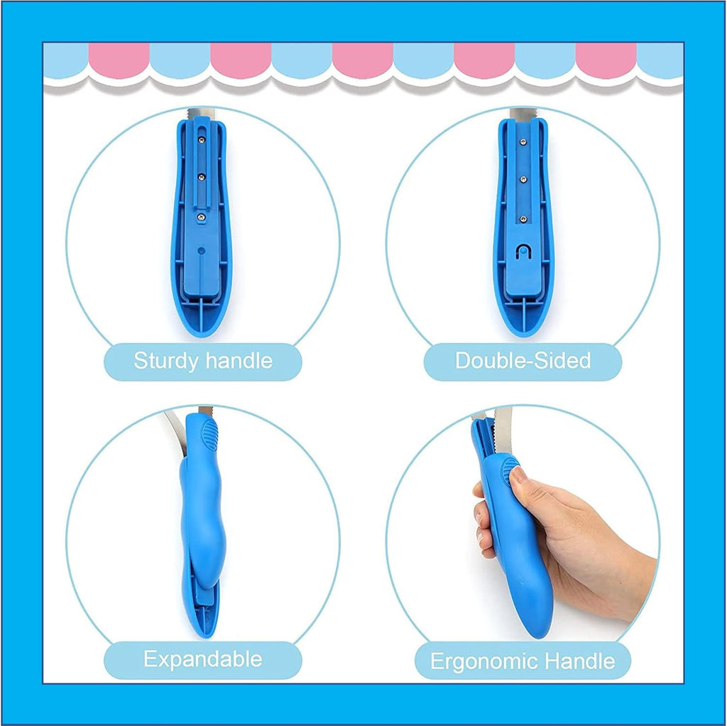 RQG Dual-Sided Shedding Blade,Grooming Blade,Animal Hair Brush with Stainless Steel Blade for All Dog/Cat/Horse/Cattle Coat Types- Short and Long Hair Coats- Soft Touch Grip (Single loop+double loops)