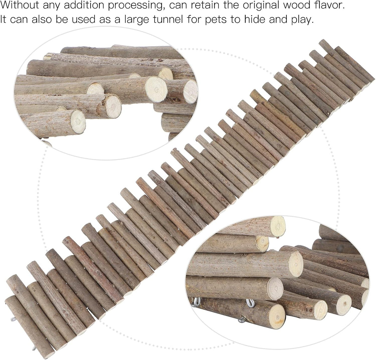 Flexible Hamster Wooden Bridge, 11.8In Fence for Cage Accessories