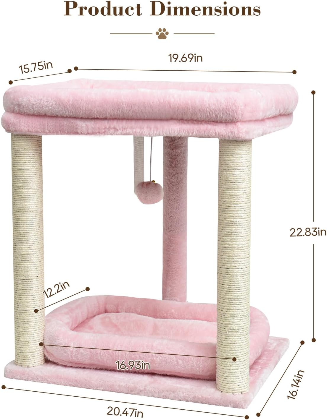SYANDLVY Cat Tree with 2 Levels Perch Platforms for Indoor Cats Large Adult