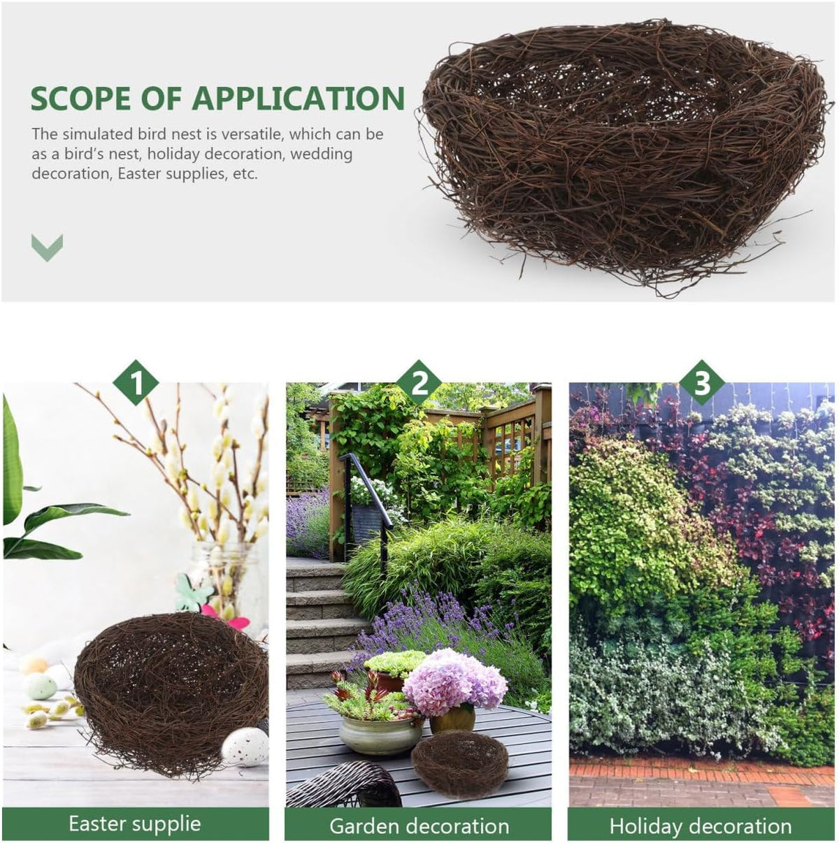 balacoo Rattan Bird Nest Decor Handmade Simulated Bird Nest Photo Prop and Table Decor for Birdcage Desk Tree Garden Easter Wedding Party Crafts 7.87 X 7.87 X 4.33 in