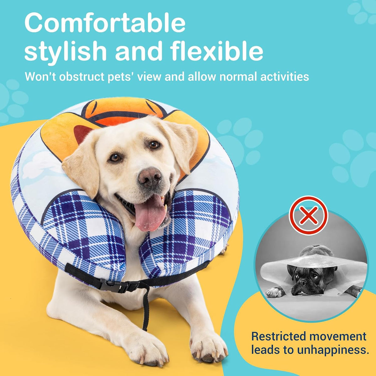 Avont Inflatable Cowboy Dog Cone Collar, Soft Recovery E-Collar