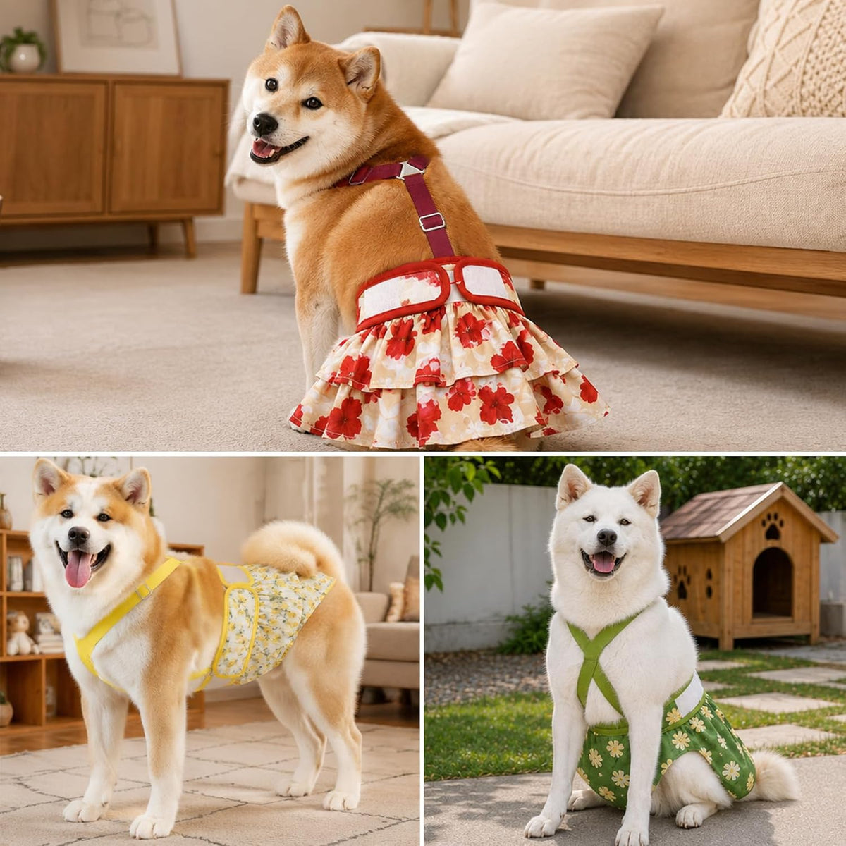 3 Pack Washable Female Dog Diapers with Suspender