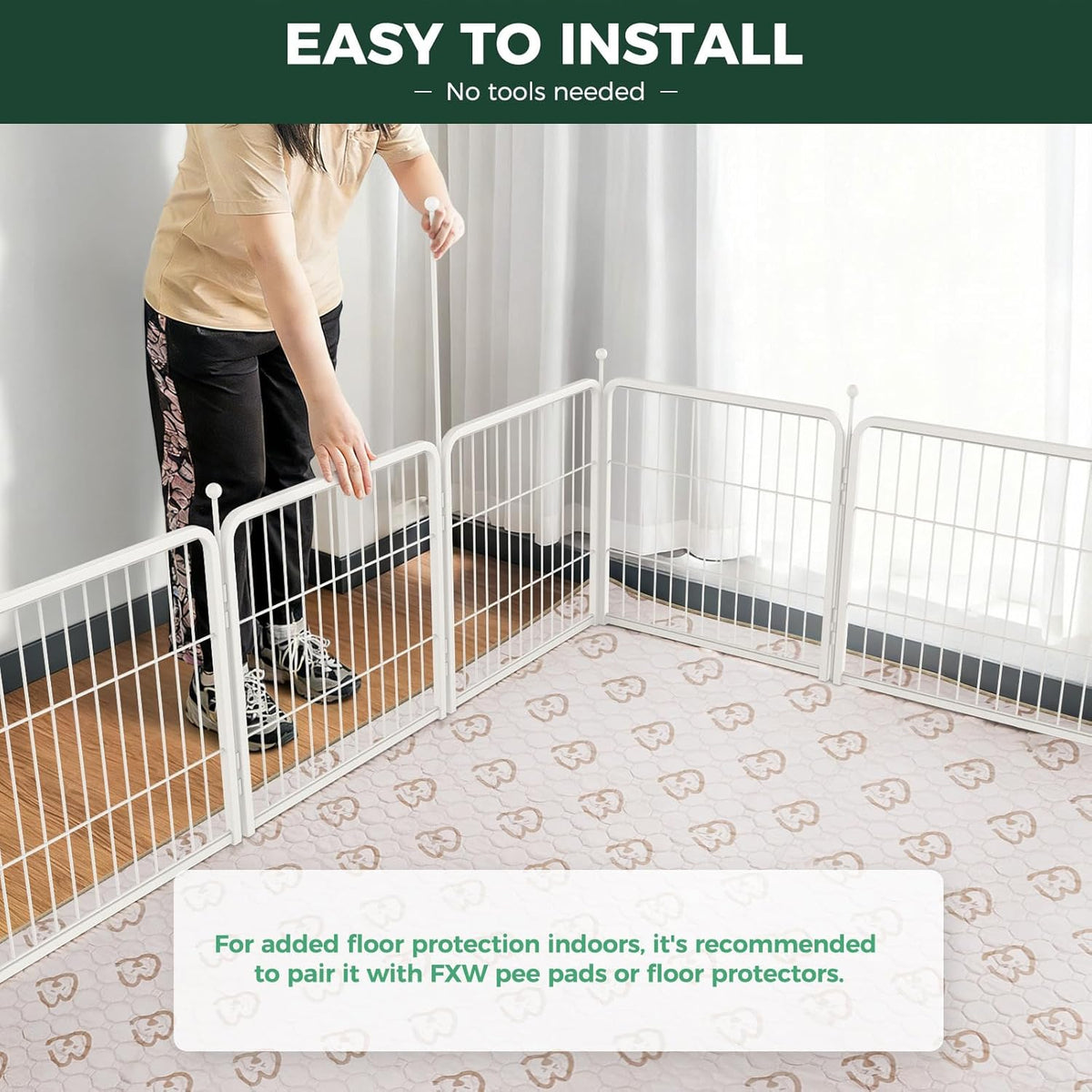 FXW Rollick Dog Playpen, Indoor, Yard & RV Camping, 24" H, 8 Panels