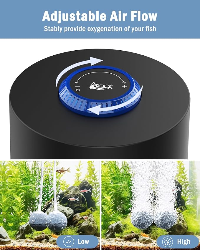 AQQA Aquarium Air Pump, Quiet Powerful Fish Tank Air Pump 3W/6W/10W - Image 2