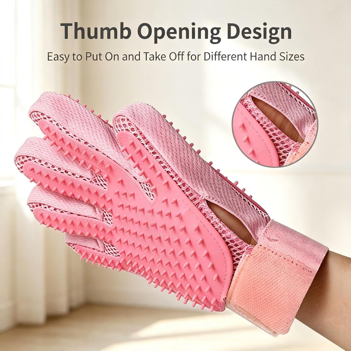 Pet Grooming Glove Double-Sided Deshedding Mitt Dogs & Cats,1 Glove Pink
