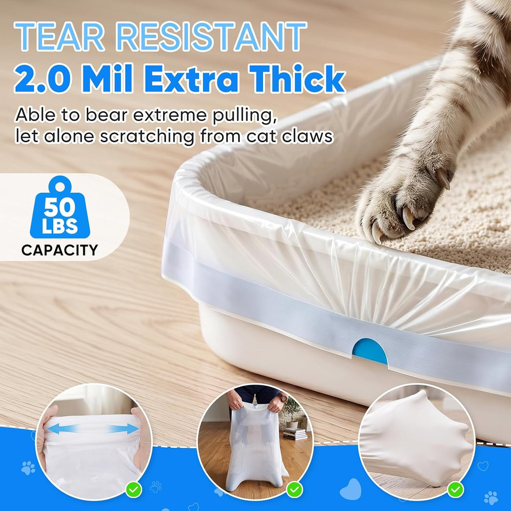 33 Count Jumbo Cat Litter Box Liners,36" X 18" Cat Litter Bags
