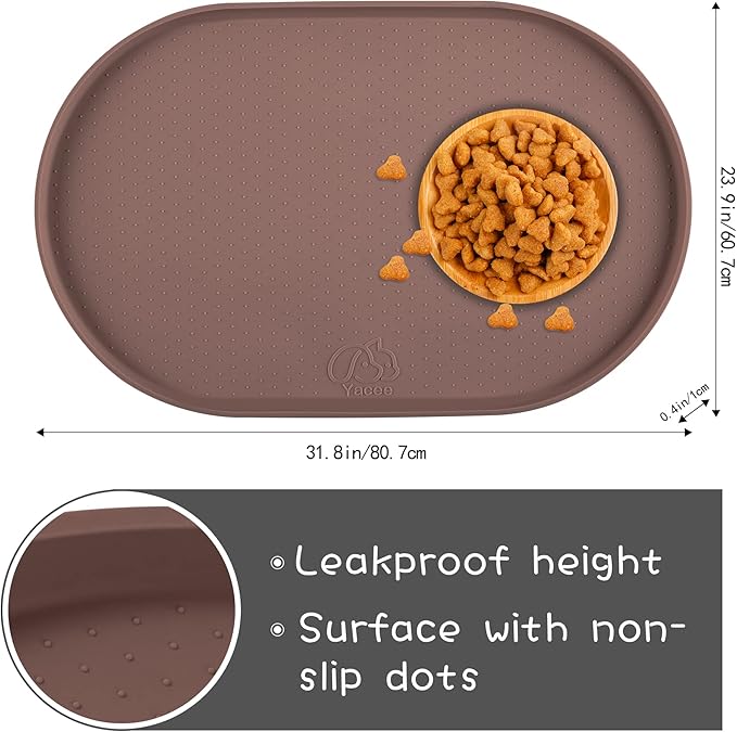 100% Waterproof 1.0" Raised Edge BPA Free Silicone Dog Food Mat, Pet Cat - Image 2