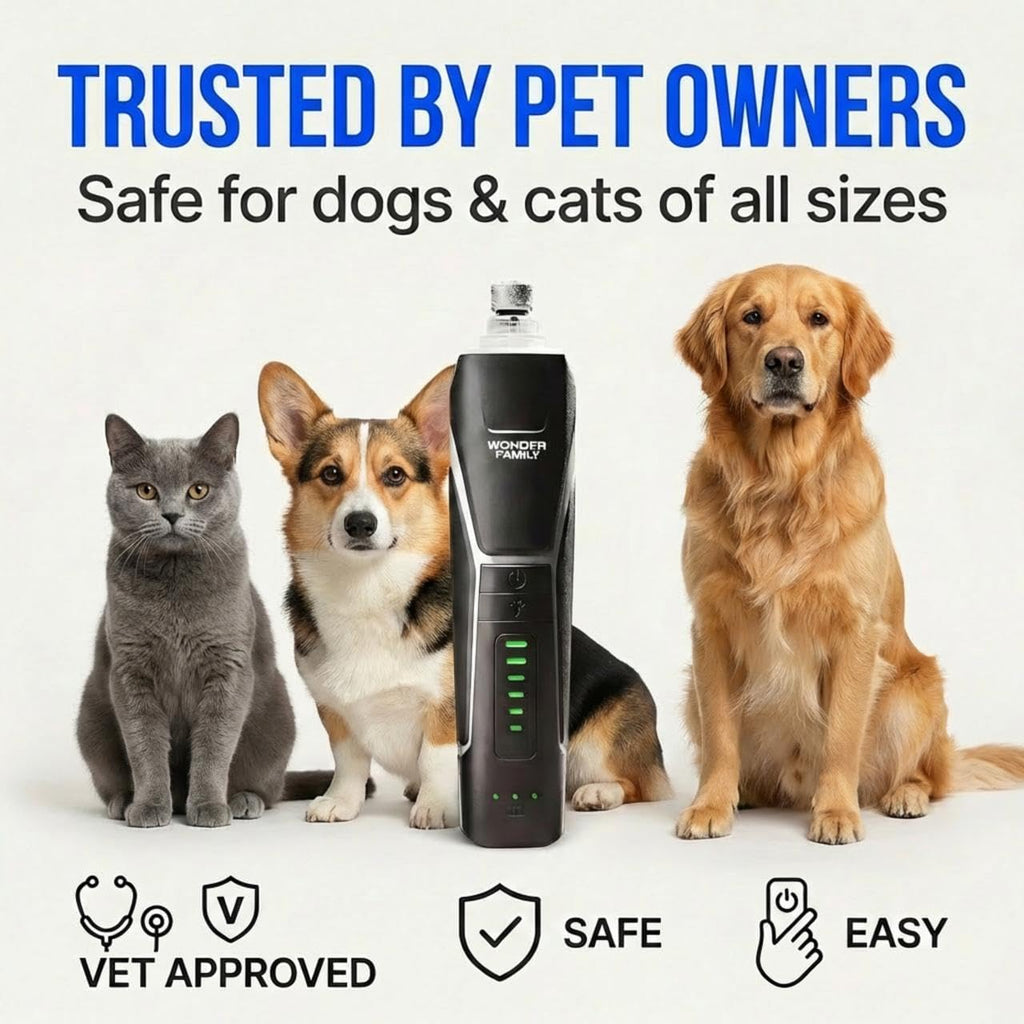 Quiet Dog Nail Grinder with LED Light, 6-Speed Pet Nail Trimmer