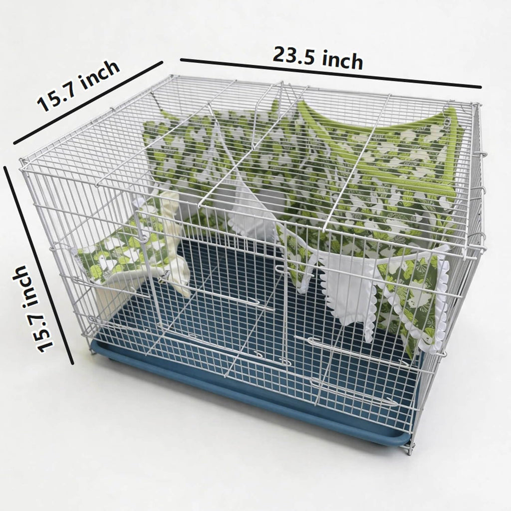 4 Pcs Guinea Pig Starter Kit Essentials for Hamster Accessories Including Hideout Tent with a Dual-Purpose Function, a Feed Bag, a Hammock, and Decorative pennants for Rabbit, No Metal Fences, Green