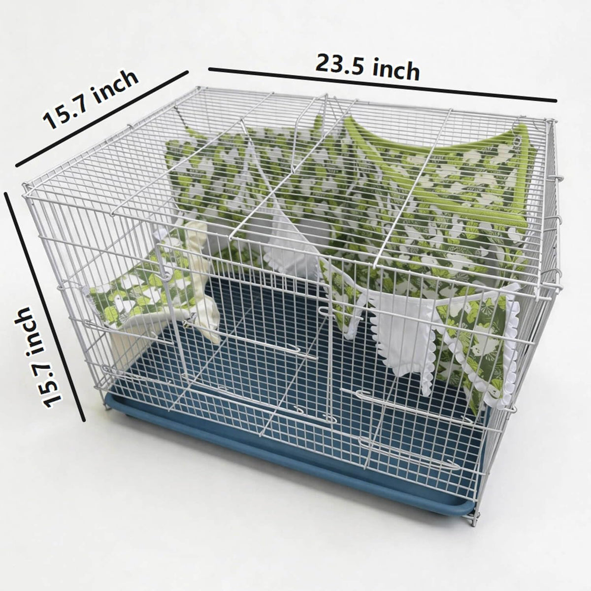 4 Pcs Guinea Pig Starter Kit Essentials for Hamster Accessories Including Hideout Tent with a Dual-Purpose Function, a Feed Bag, a Hammock, and Decorative pennants for Rabbit, No Metal Fences, Green