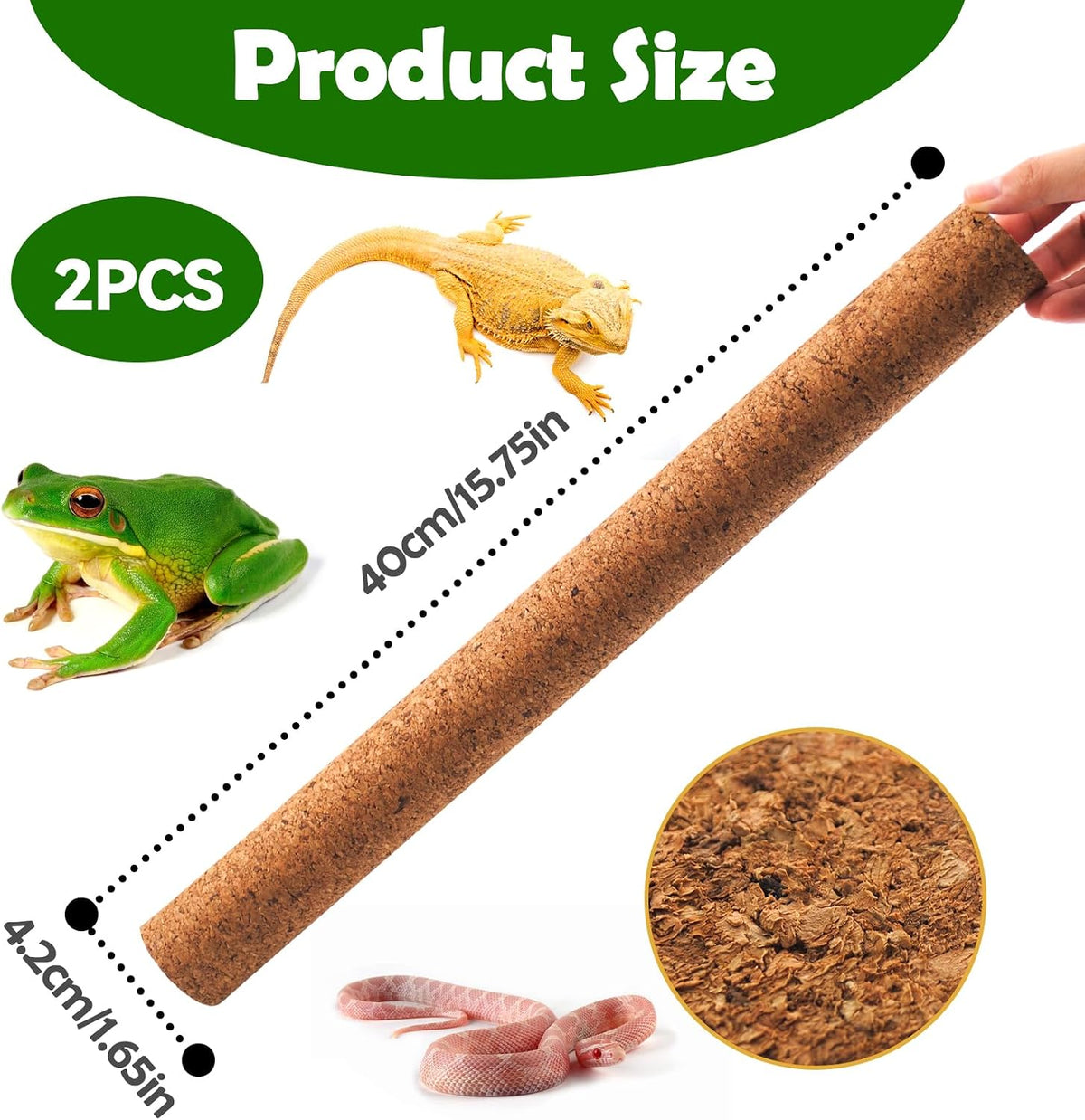 Natural Climbing Pet Cork Stick Natural Tree Frog Cork Wood Stick Branch Reptiles Climbing Branches Reptiles Use Cork Branches Climb Branches for Frogs, Snakes,Lizards, Bearded Dragons