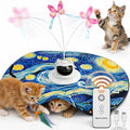 Interactive Cat Toy for Indoor Cats – Rechargeable Hide & Seek Toy for Bored Adult Cats, Touch Activated, Fluttering Feather & Butterfly, 360° Random Motion, Remote Control – Starry Night Design