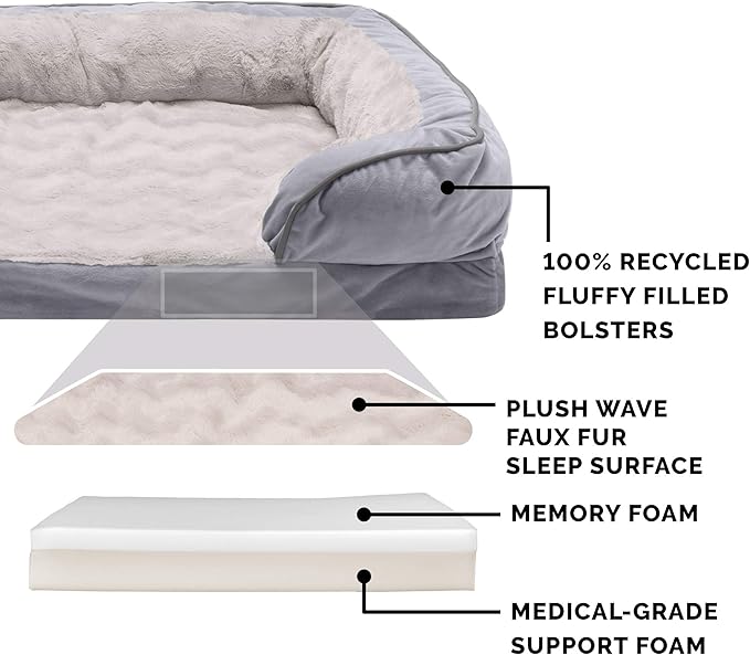 Furhaven Memory Foam Dog Bed for Medium/Small Dogs w/ Removable Bolsters & - Image 3