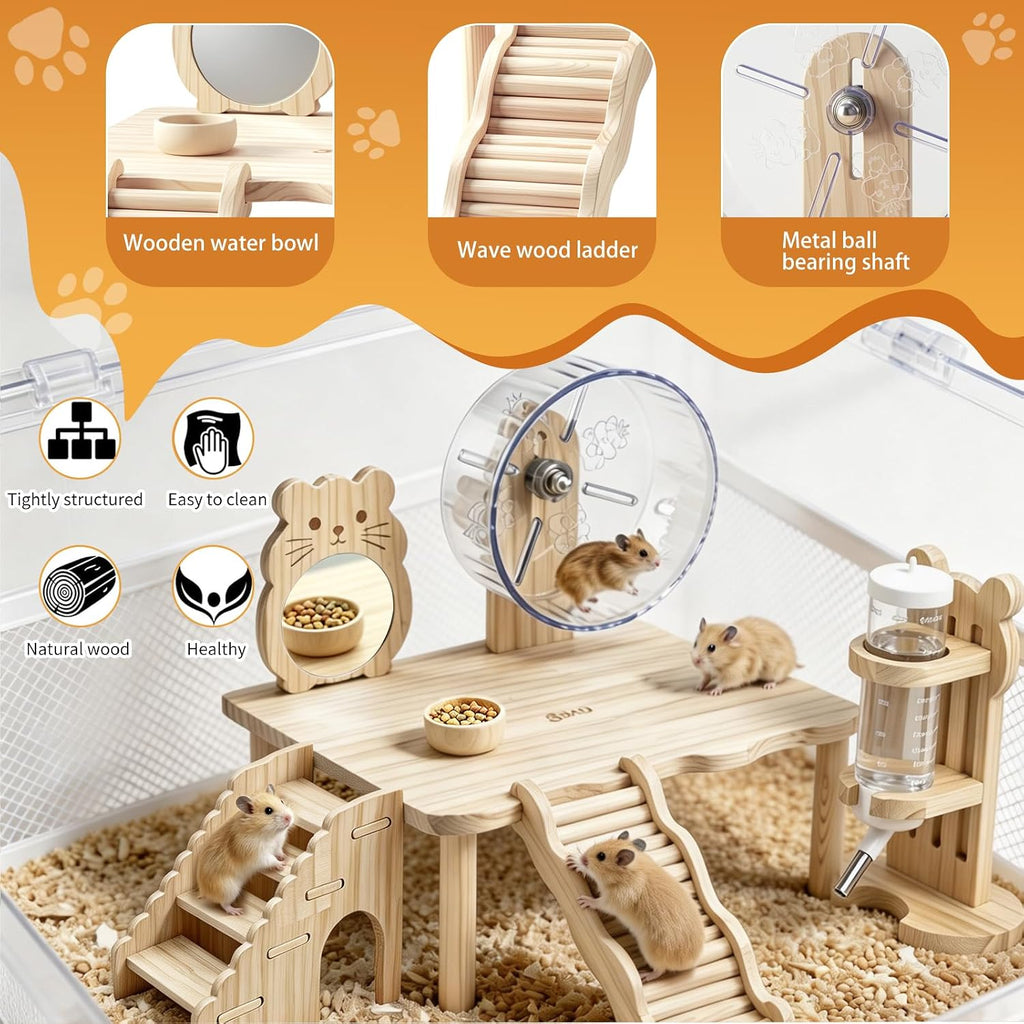 Large Hamster Platform,Hamster Wheel，Hamster cage Accessories Set