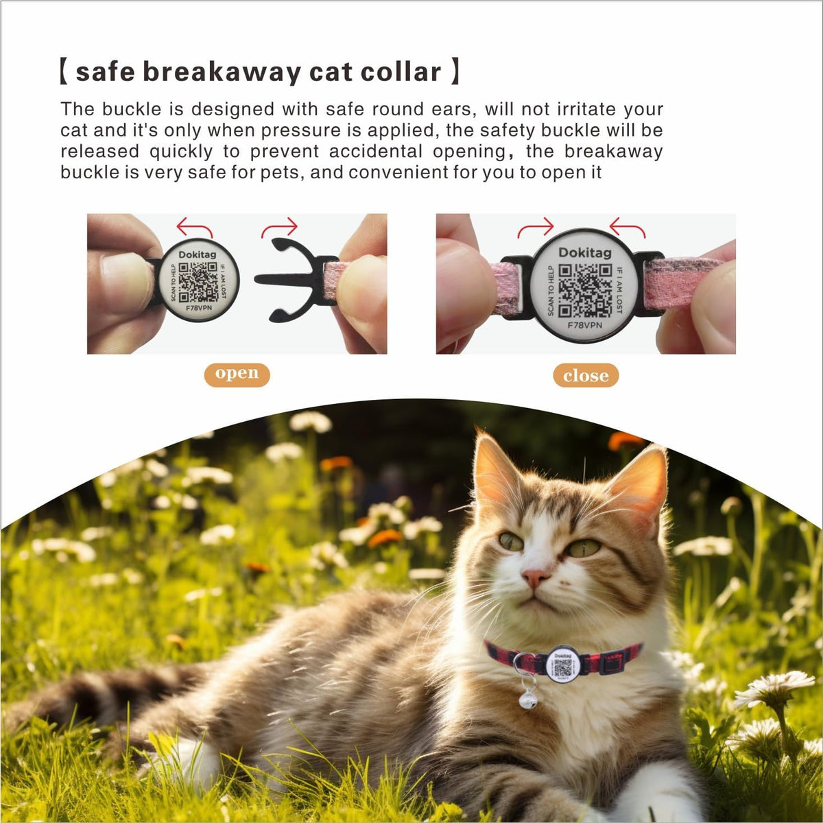 6(Pack) Cat Collar Breakaway with QR Code Name Tag,Pet ID Tag,Scan QR Receive Instant Pet Location Alert Email 6pack (Pink & Black & Orange & Green & Red & Blue)