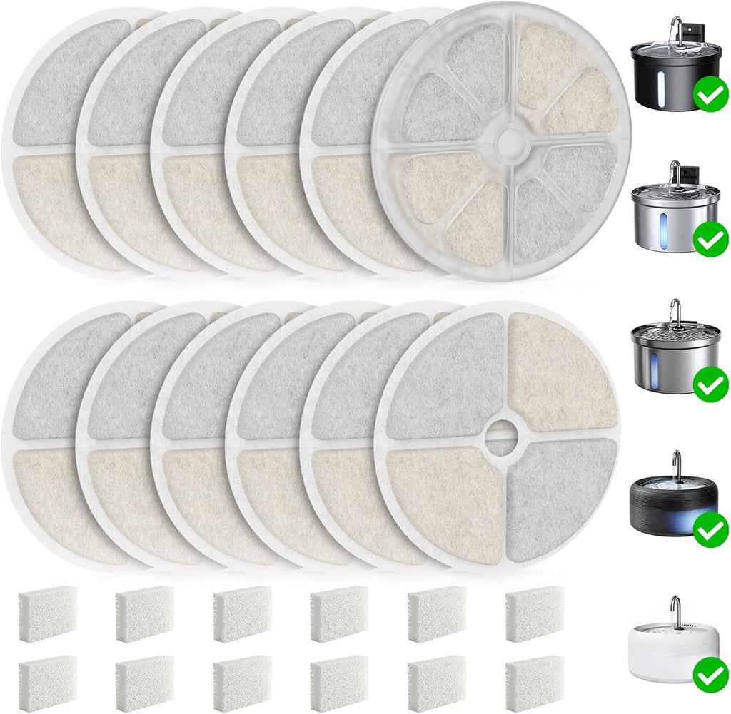 12-Pack Cat Water Fountain Filters 5-Layer Replacement for FN-W08L W08 W06