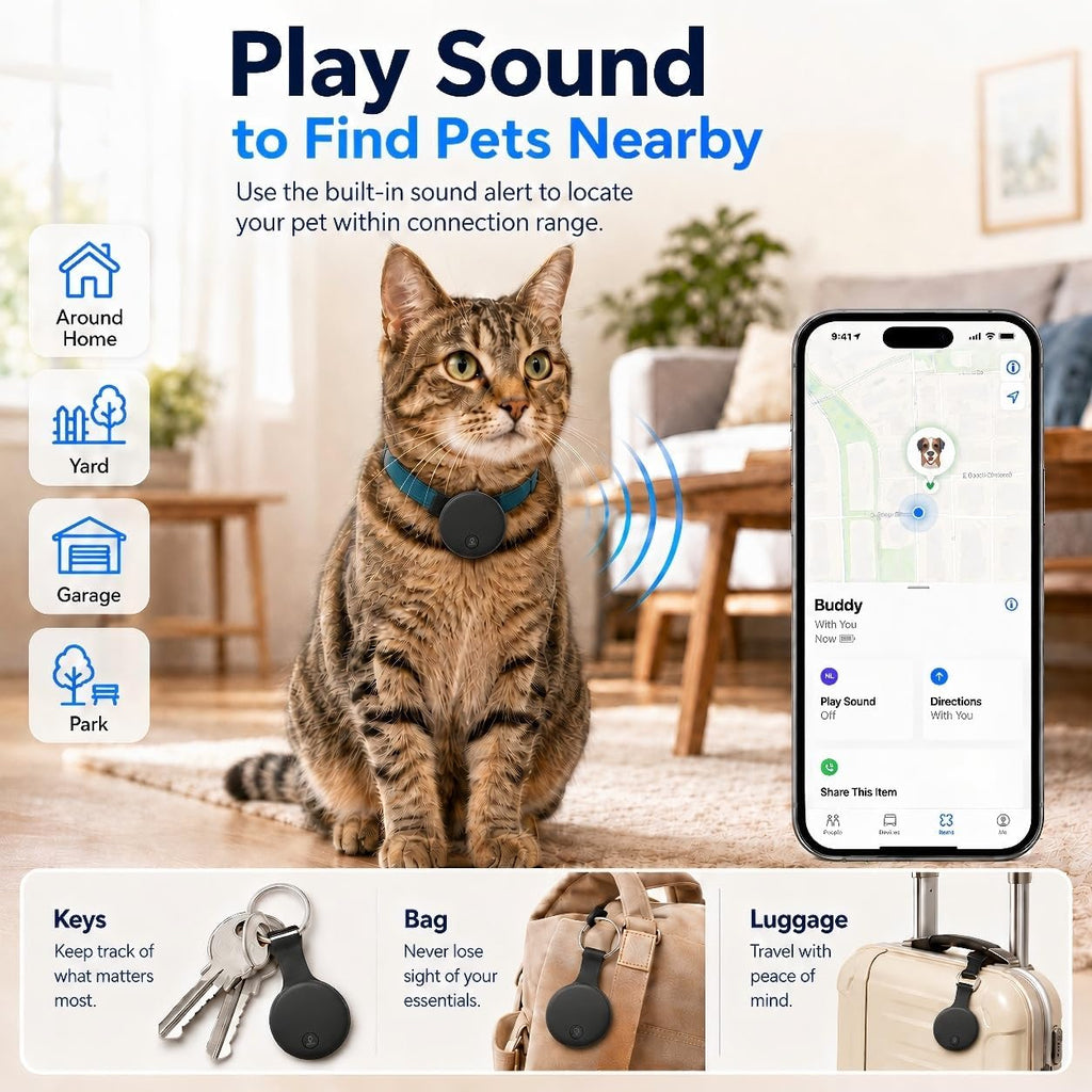 GPS Tracker for Dogs, Pet Location Tracker for Dogs & Cats, iOS Only(Black)