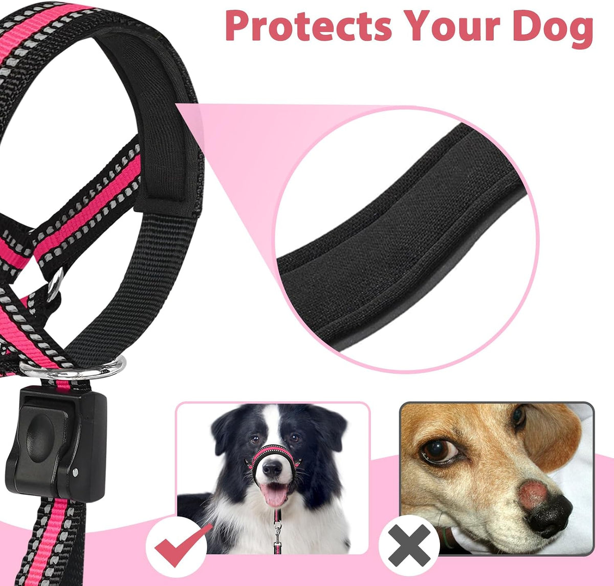BARKLESS Soft Dog Head Collar, Patented Padded No Pull Training Head Halter