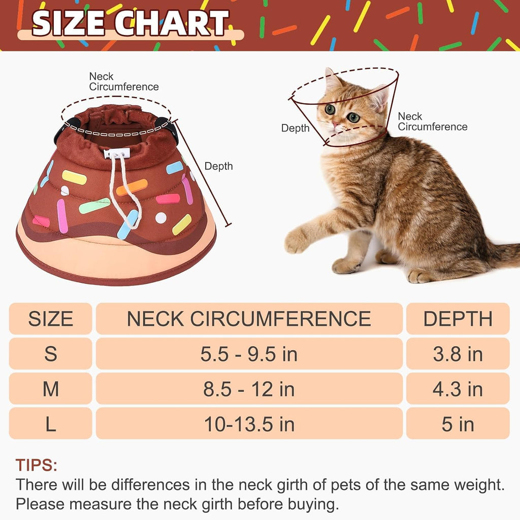 Cat Cone Collar Soft, Adjustable Cat Cones to Stop Licking, Foldable Donut Water Resistant Pet Recovery Neck E Collars After Surgery, Kitten Elizabethan Collar for Small to Large Cats,Brown L
