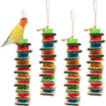 4 Pack Small Bird Chews Toy Natural Cardboard Wood Parrot Chewing Cage Hanging Toys for Conures Parakeet Cockatiel Budgies Love Birds Canary
