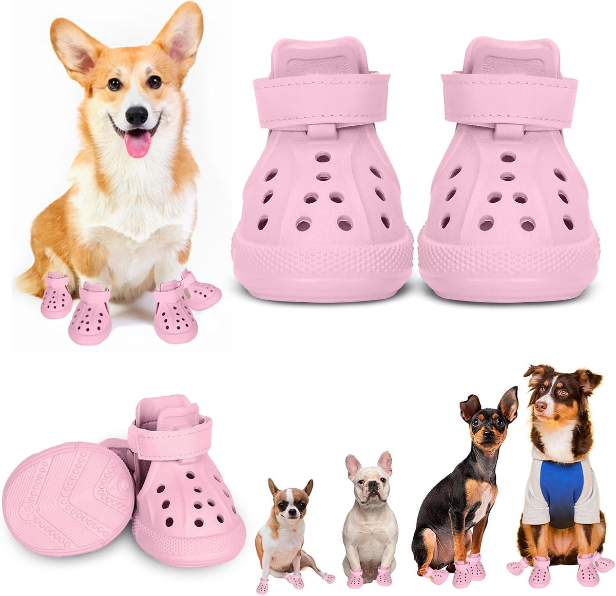 Dog Shoes for Medium Large Size, Breathable Dog Shoe for Hot Pavement, Dog Booties and Paw Protectors, Non-Slip Waterproof Dog Sandals Boots with Reflective for Rain, Summer, Hiking, Snow (Size 5)