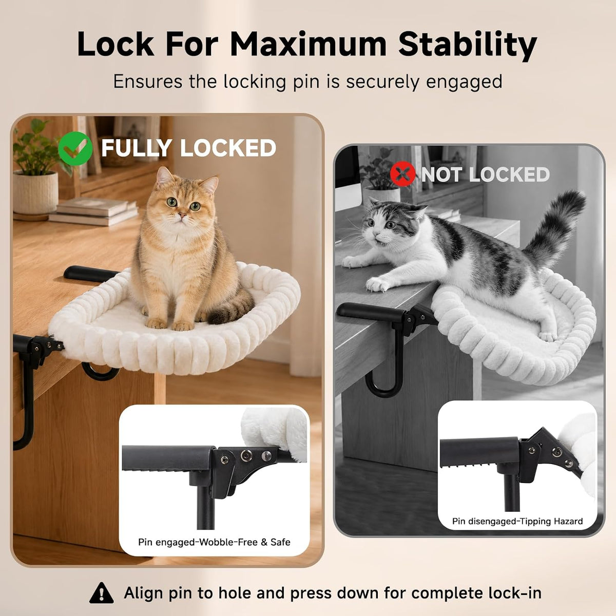 Cat Desk Bed for Large Cats, 40 lbs Heavy Duty, Foldable Hammock