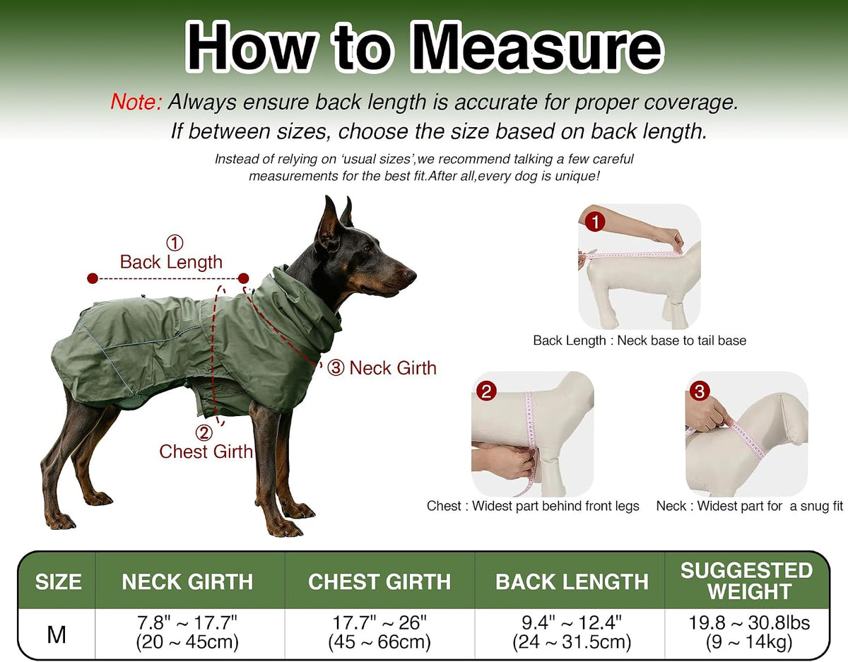 Waterproof Dog Raincoat, Windproof Puppy Rain Coat Jacket with Mesh Lining