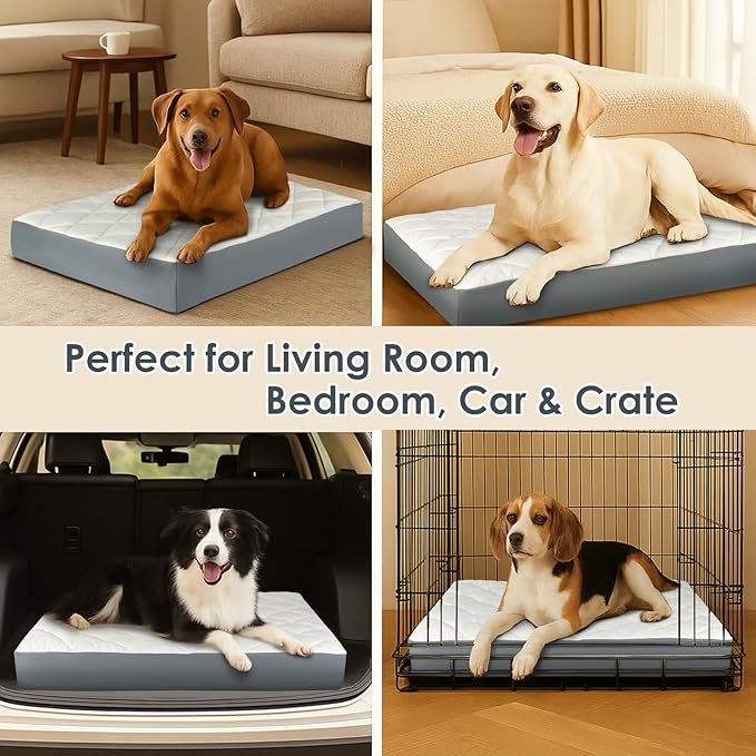 35.5" x 23.5" x 4.7" Large Orthopedic Dog Beds, Waterproof Faux Leather Memory - Image 7
