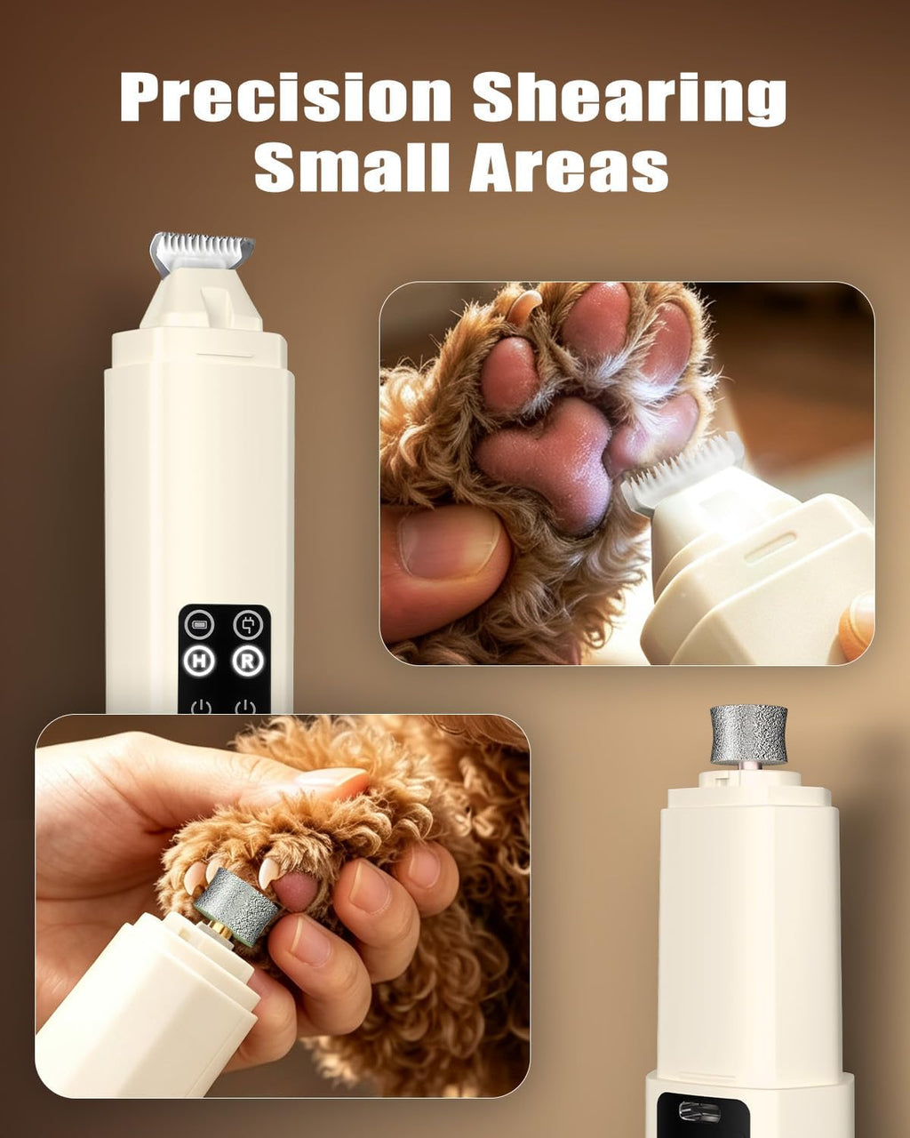 2-in-1 Quiet Dog Nail Grinder & Paw Trimmer Kit with LED Light