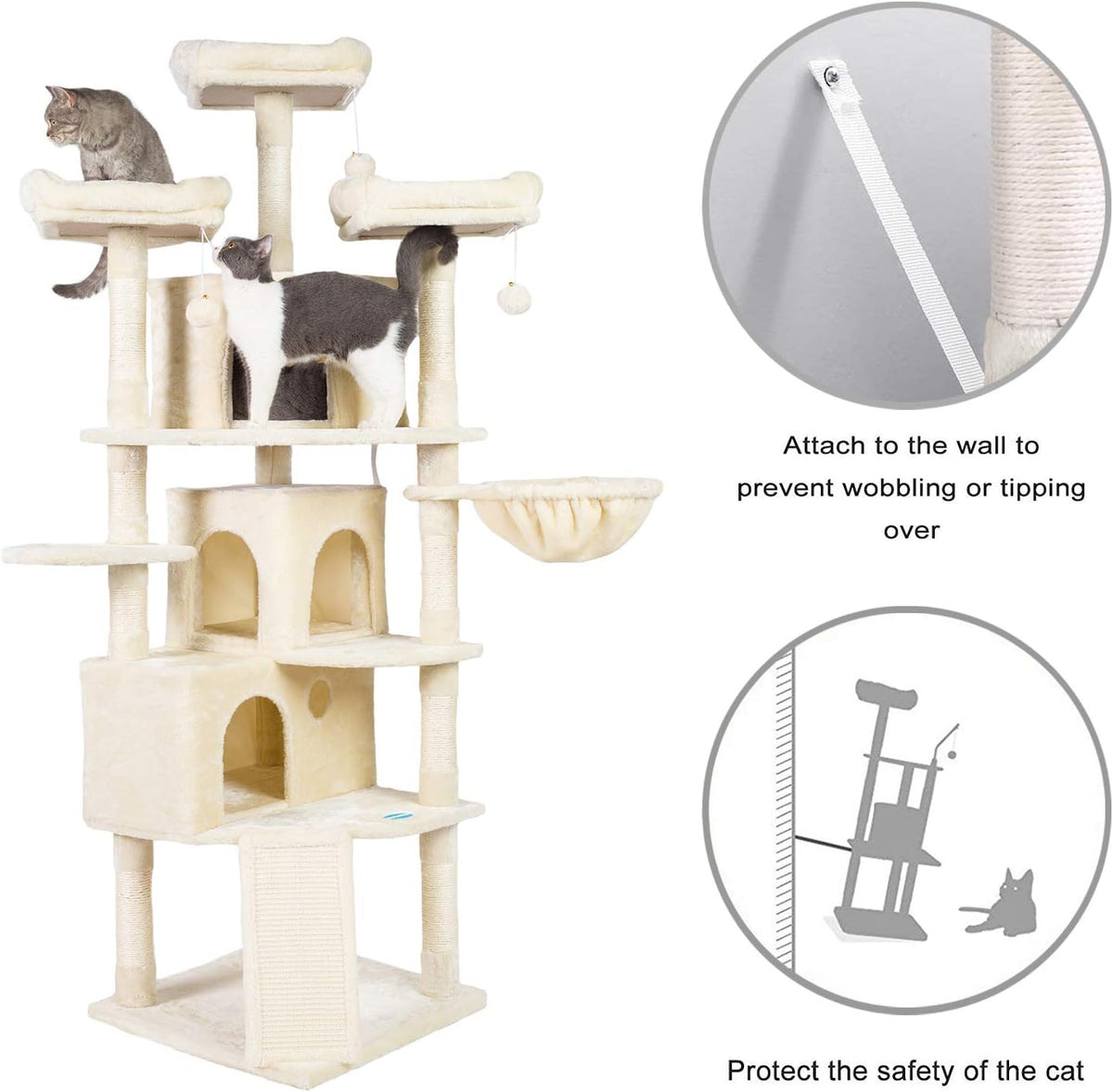 Hey-brother Cat Tree Tower with Multi-Level Large Condo, Platform, MPJ032M