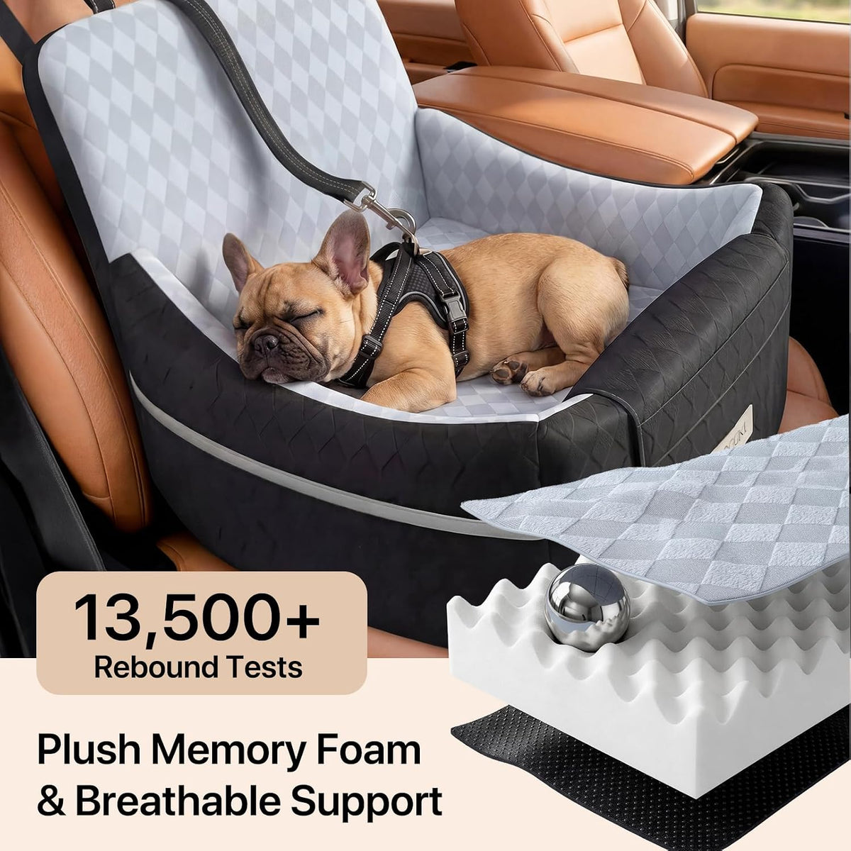Elevated Dog Car Seat Booster for Small/Medium Dogs up to 35 lbs