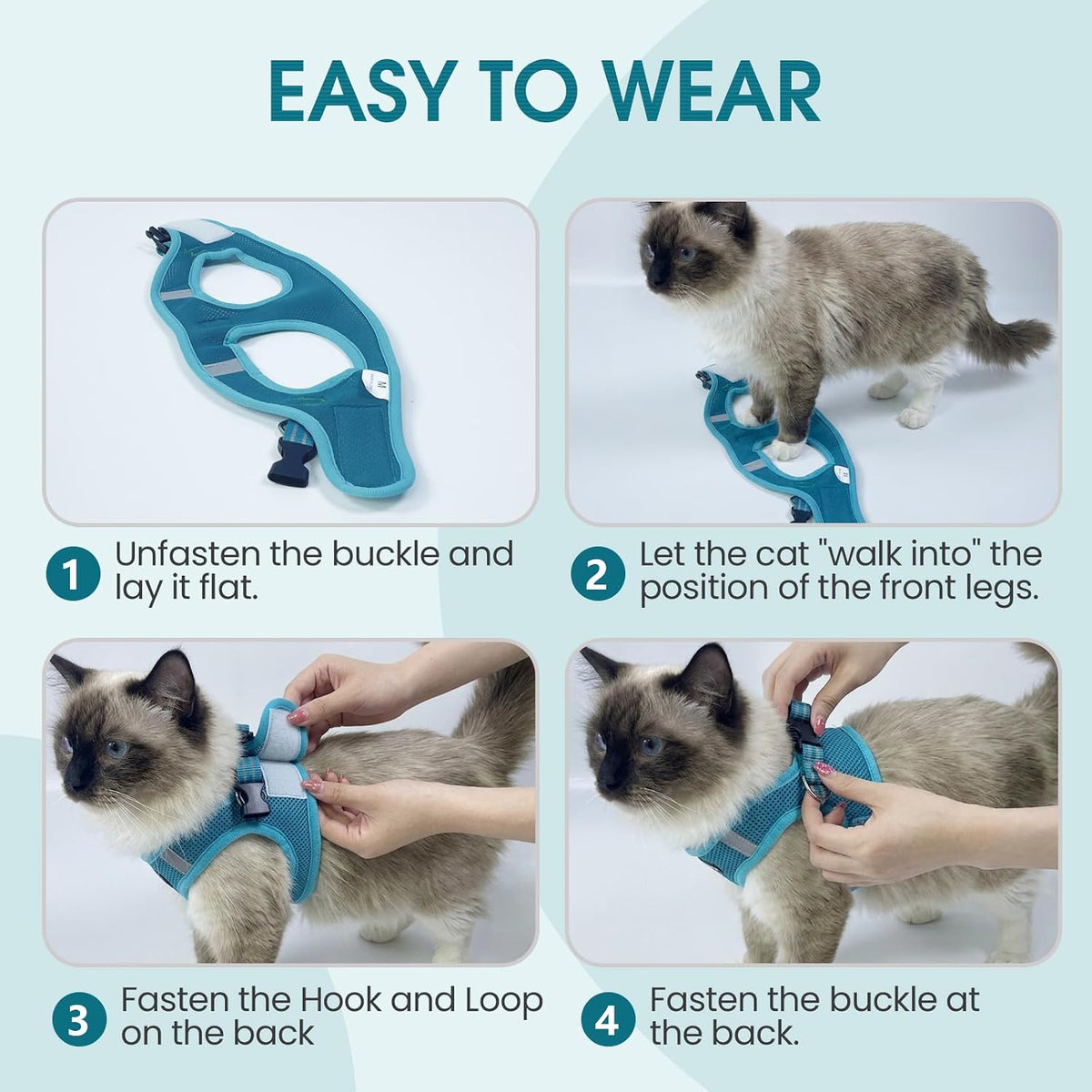 Cat Harness and Leash - Ultra Light Escape Proof Kitten Collar Cat Walking Jacket with Running Cushioning Soft and Comfortable Suitable for Puppies Rabbits