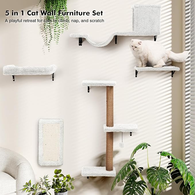 5-in-1 Cat Wall Shelves, Perch & Lounge - Image 9