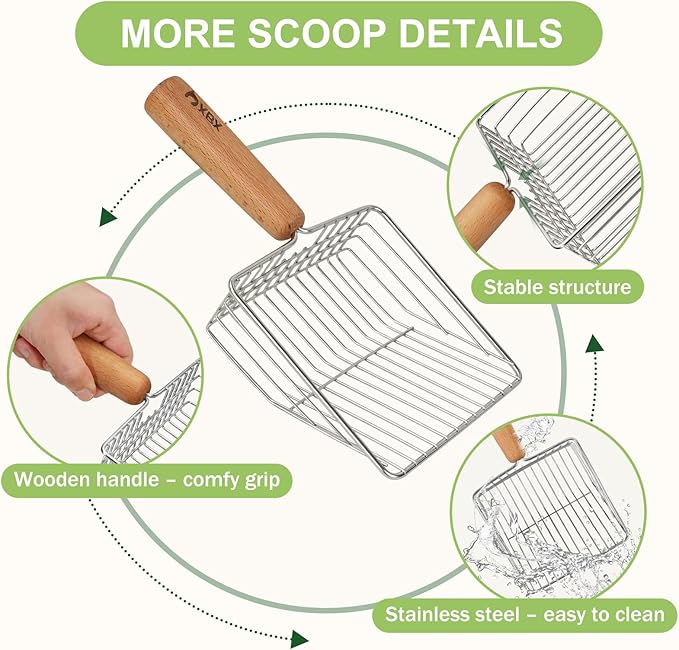 XBX Cat Litter Scoop with Holder, Sturdy Stainless Steel Litter Scooper - Image 5