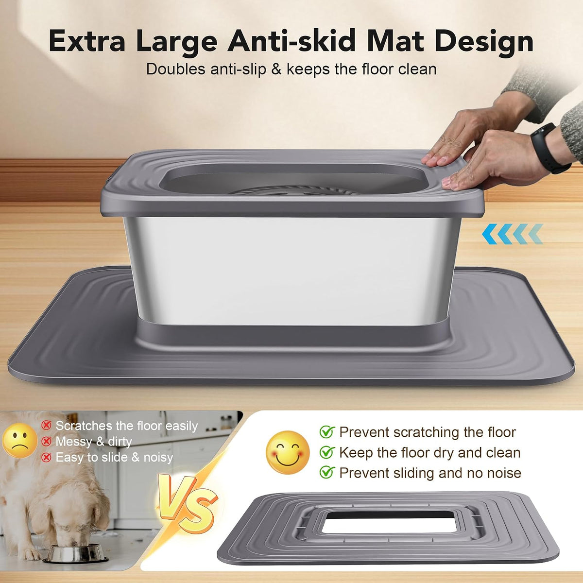 Decflow No Spill Dog Water Bowl,10L Stainless Steel Anti-Splash Bowls
