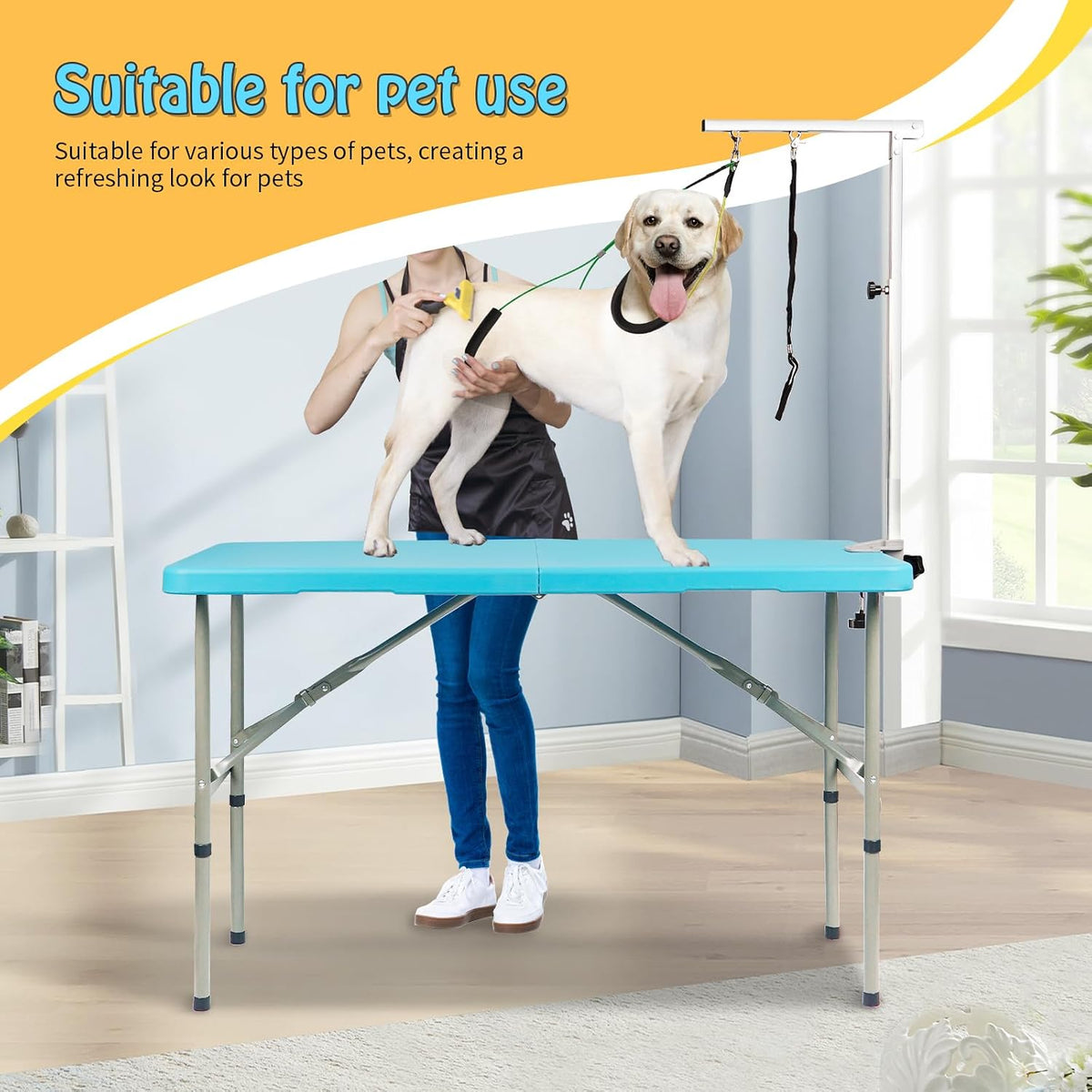 PKNYBZN 47'' Foldable Dog Grooming Table with Arm