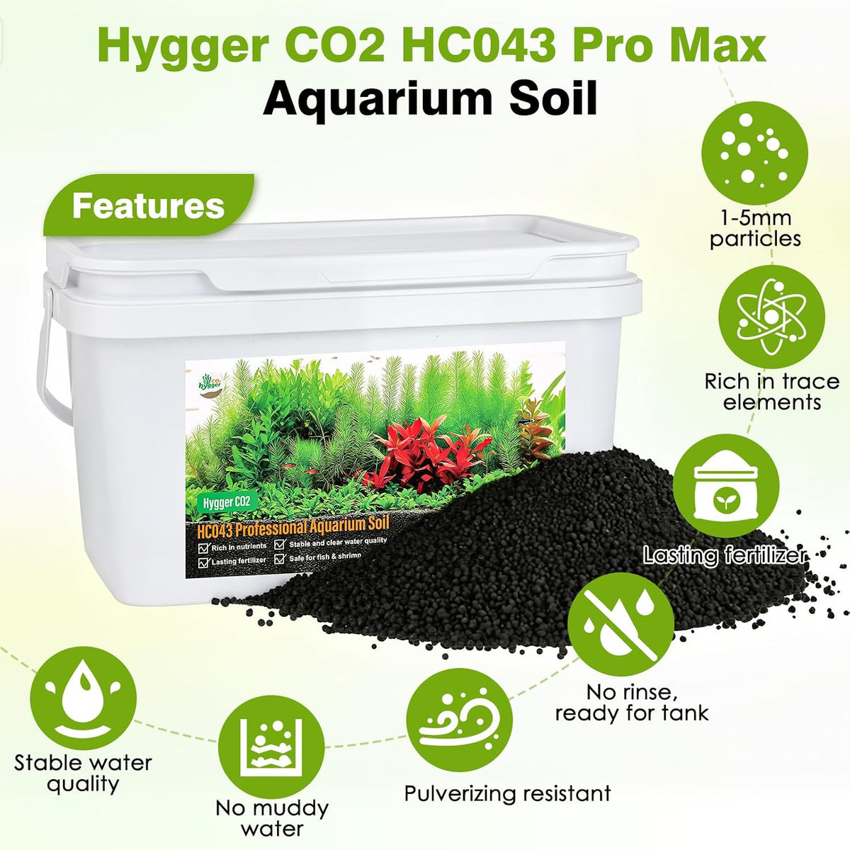 Premium Upgraded Aquarium Soil, 1-5mm Nutrient-Rich Water Grass Mud for Planted Tanks, Dust-Free & No Rinse, Safe for Fish & Shrimp (6.6 Pounds)