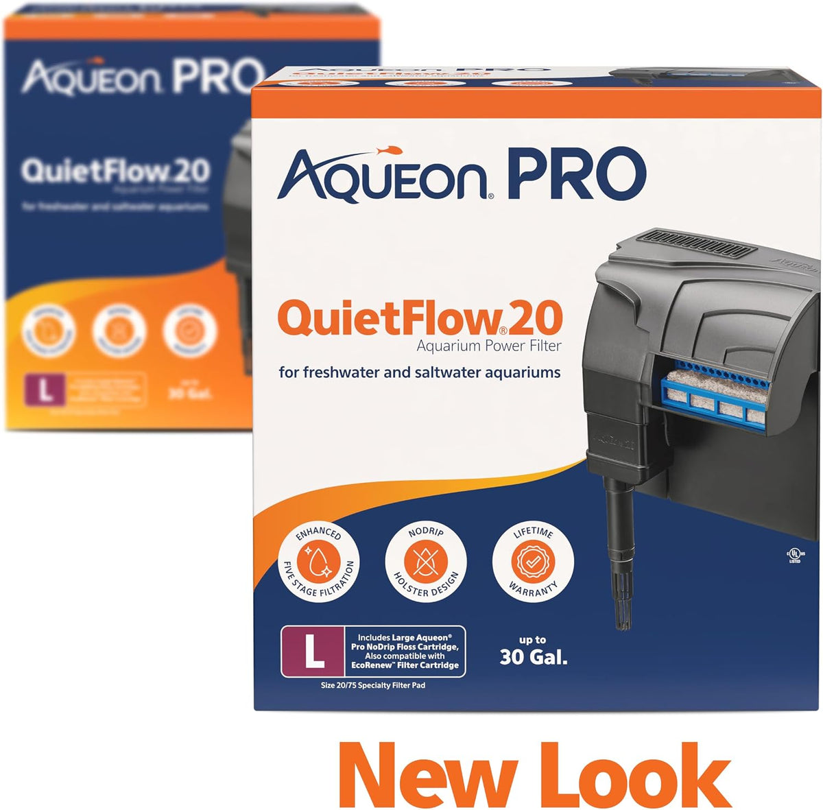 Aqueon QuietFlow 20 LED PRO Aquarium Fish Tank Power Filter For Up To 30 Gallon Aquariums
