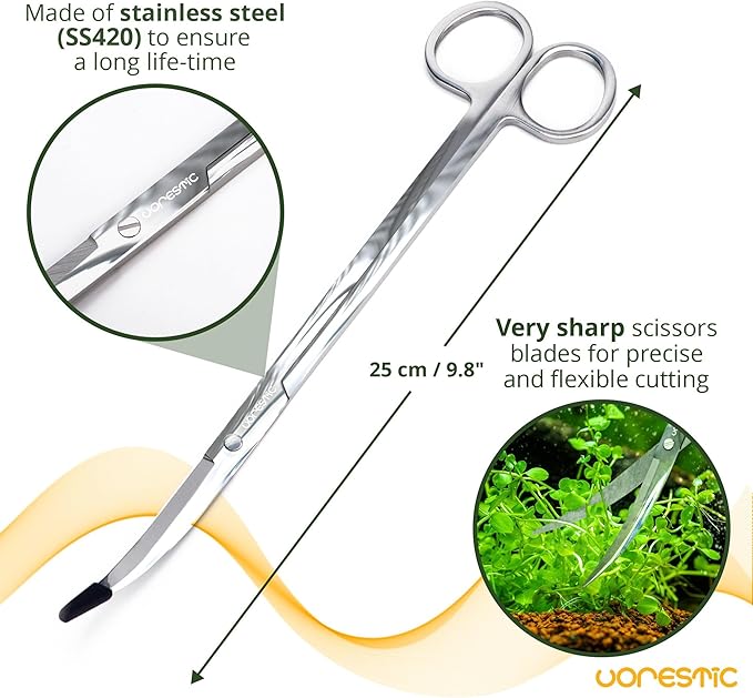 VORESTIC 4Pcs Aquascaping Tools, Stainless Steel Aquarium Tweezers, Scissors - Image 3