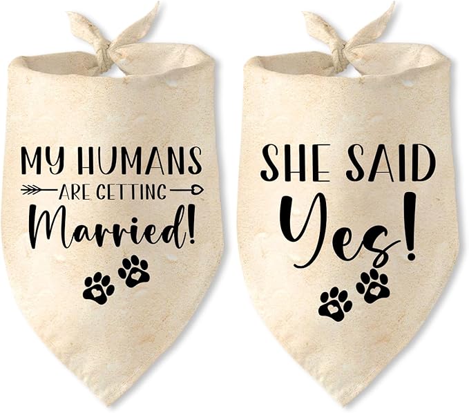 Engagement Gifts My Humans are Getting Married! SHE Said Yes! Pet Bandana Scarf by JAmuruwt